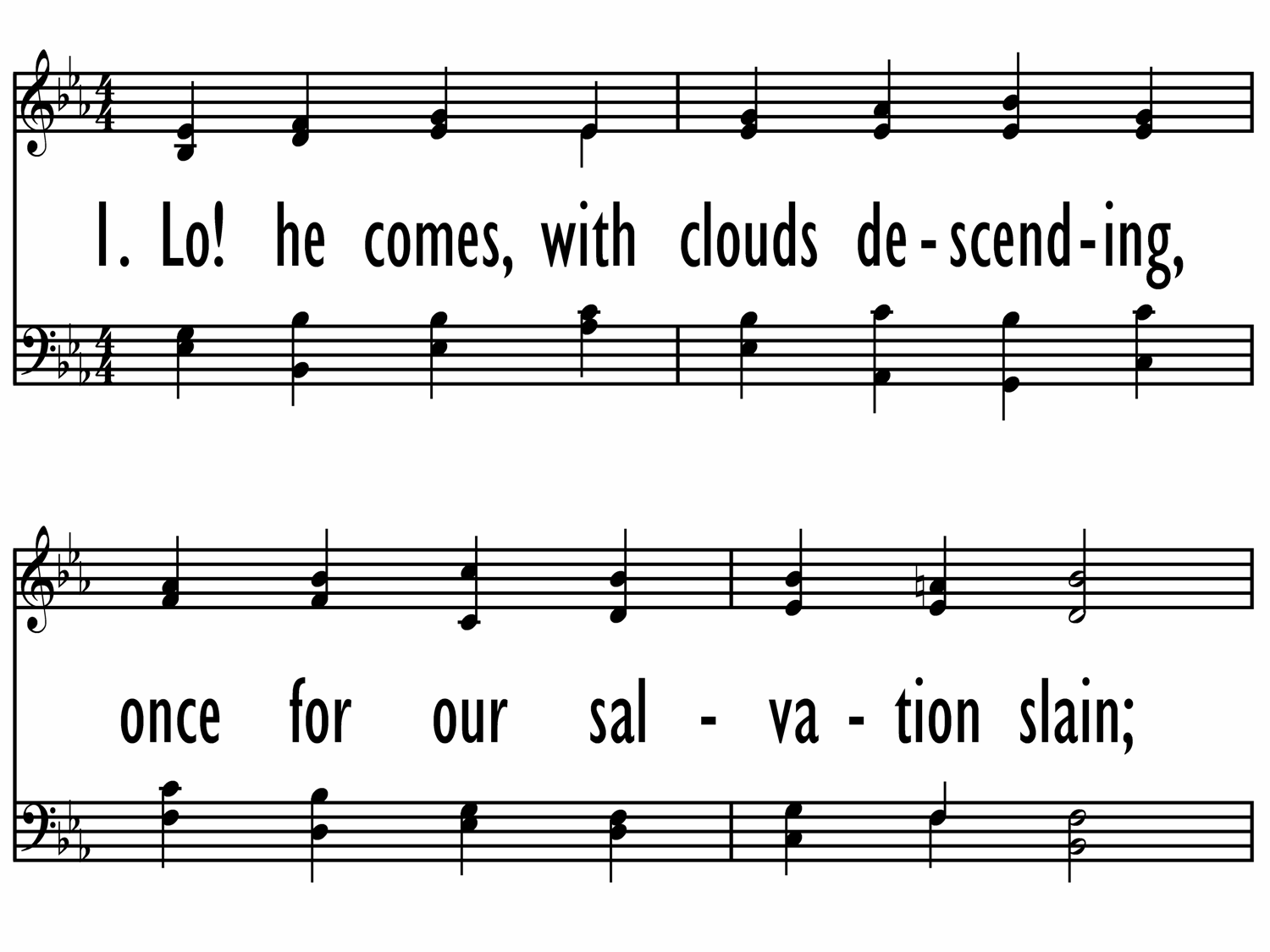 Lo! He Comes with Clouds Descending | Hymnary.org